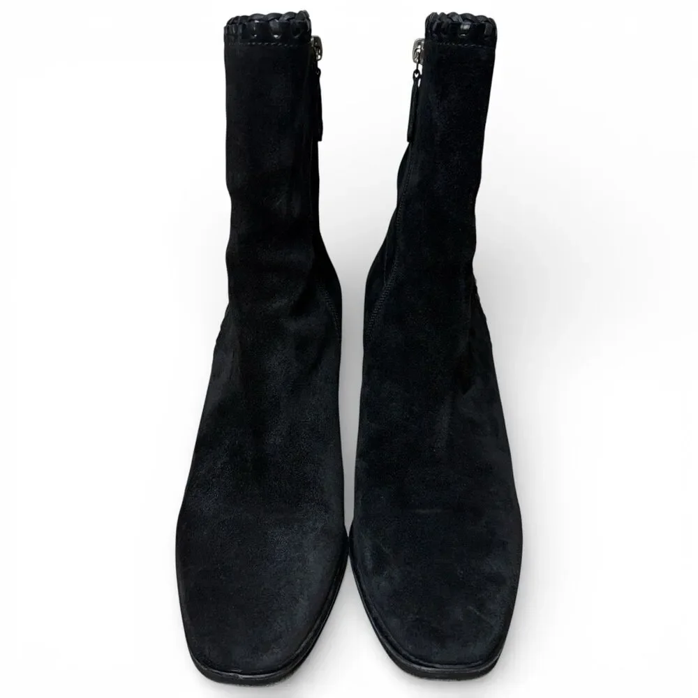Frye Giovanna Suede Boots Sz 10 Block Heel Rodeo Leather Black Boho Western 3”